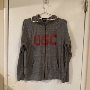 Heritage USC Logo Zip Grey Lightweight Hoodie | Men's Large